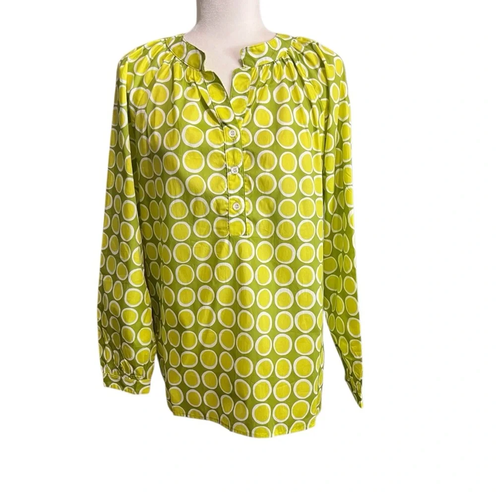 NWT’s Lesley Evers Georgia polka dot hippie core artsy cotton long sleeve shirt